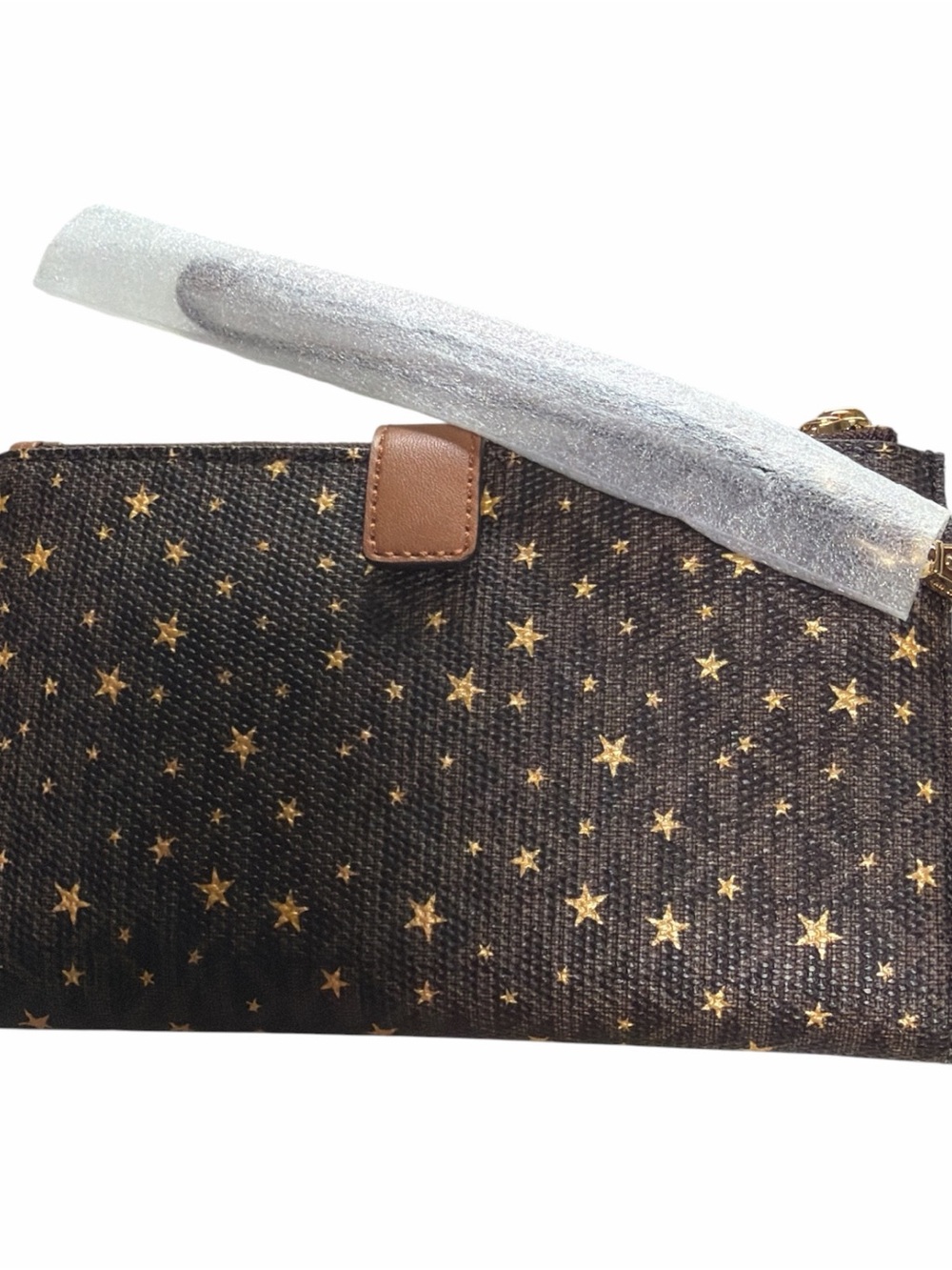 Michael Kors Jet Set Double Zip Wristlet Brown Multi Star Print Wallet Phone - Picture 2 of 6